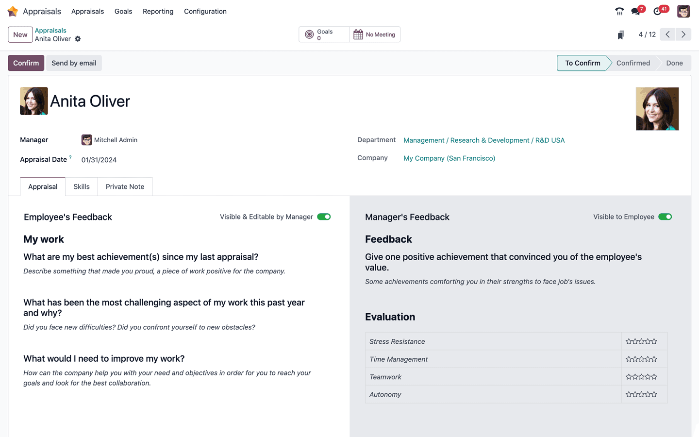 تقييمات الموظفين — Odoo