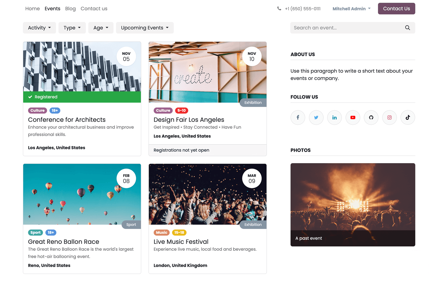 الفعاليات — Odoo