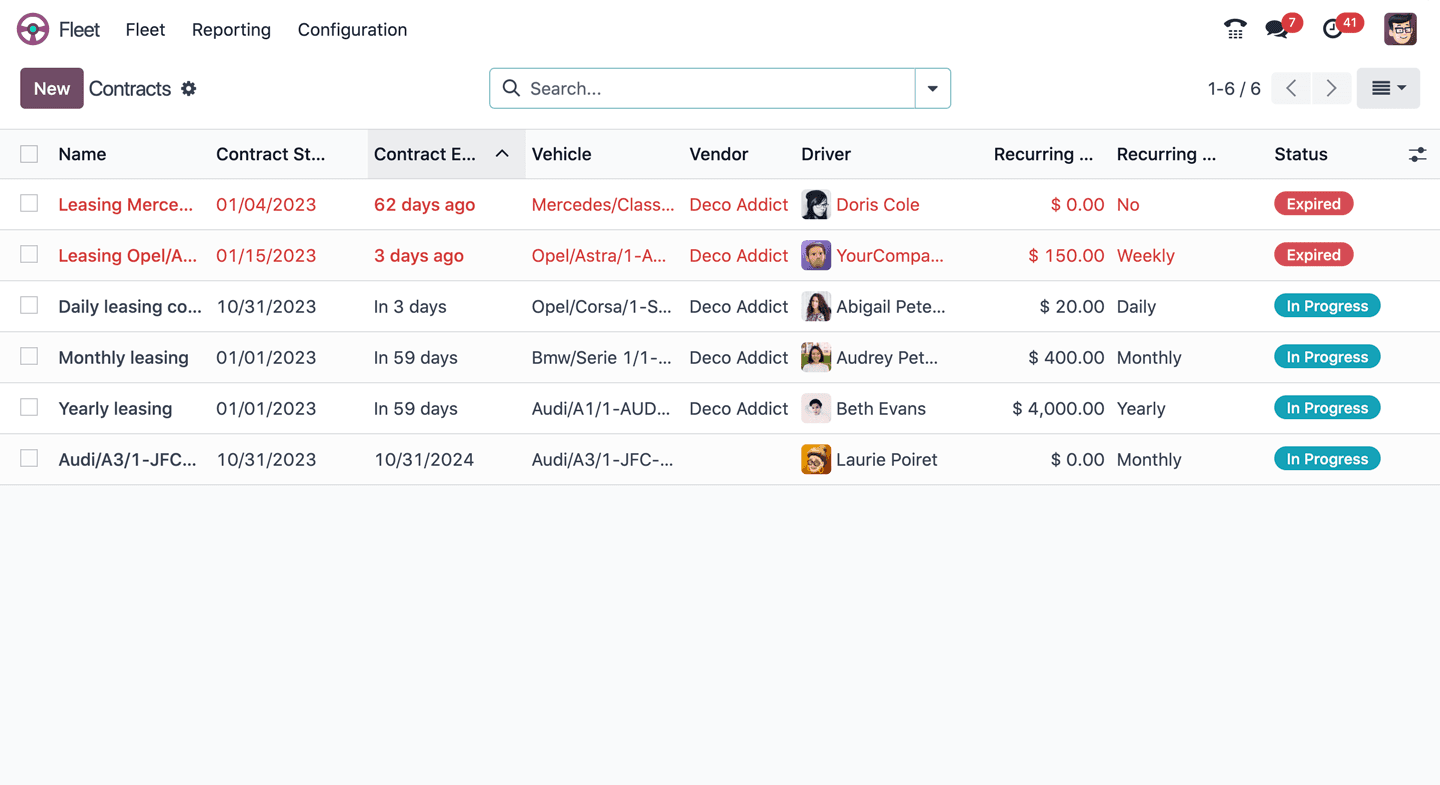 الأسطول — Odoo