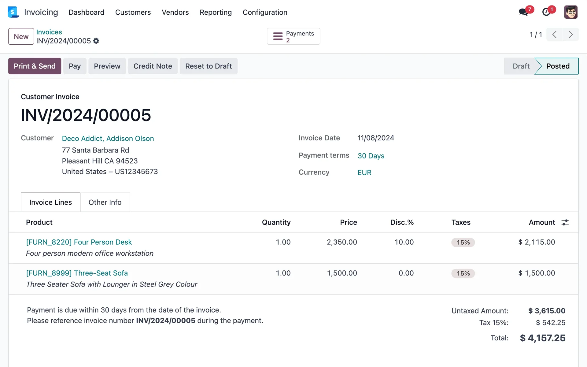 الفوترة — Odoo