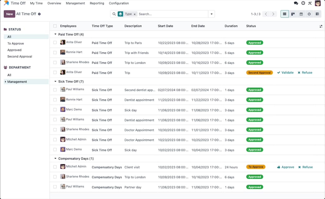 الإجازات — Odoo