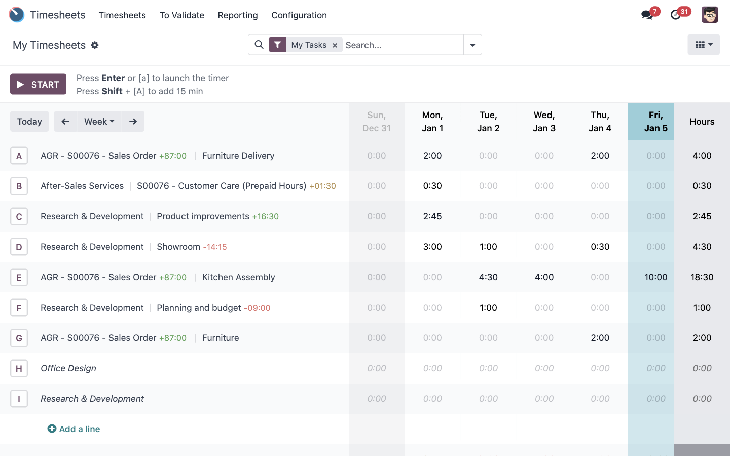 الجدول الزمني — Odoo